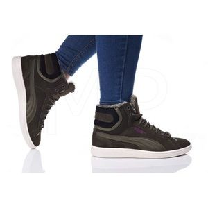 BNIB UO Vans Unisex Olive Lined High Top Vikky Mid Corduroy Sneakers